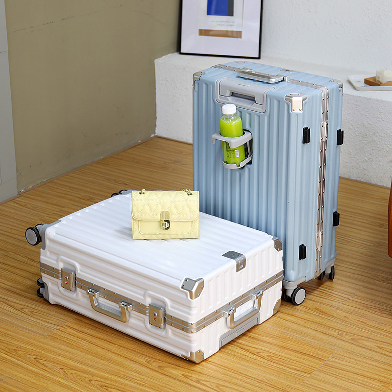 一件代发挂钩铝框拉杆箱清新浅色密码箱20寸登机箱杯万向轮行李箱
